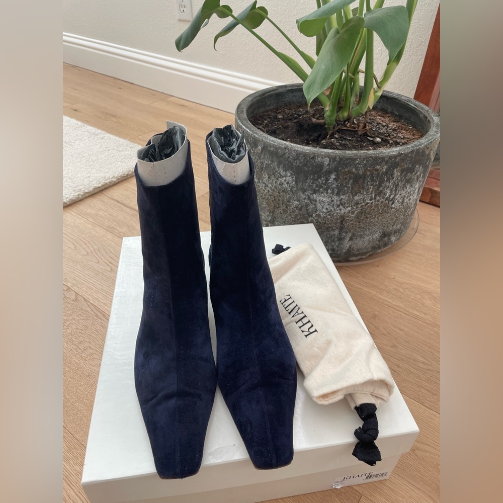 Khaite Blue Suede Slouch Boots 39